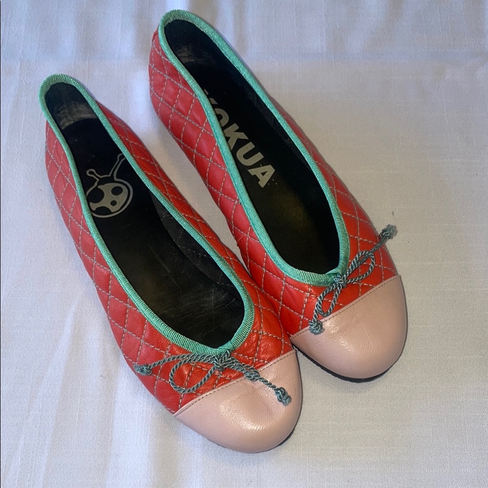 Women's Kokua Coral and Pink Quilted Ballet Flats.